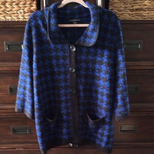 Blue and Black Houndstooth sweater Coat in size 2x